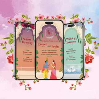 Modern Indian Radha Krishna theme wedding invitation Video card