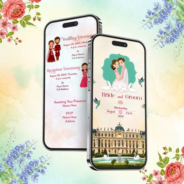 Caricature Itinerary Indian Wedding Theme Invitation Video | AMI-08 1 Caricature Itinerary Indian Wedding Theme Invitation