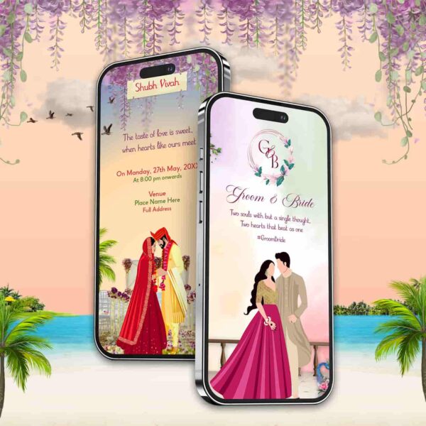 online caricature animated wedding invitation | AMI-12 1 online caricature animated wedding invitation