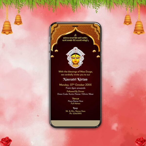 Navratri Kirtan Invitation Animated Video Card | AMI-18 1 Navratri Kirtan Invitation Animated Video Card