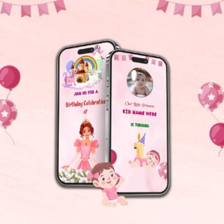 Unicorn Baby Girl Birthday Invitation