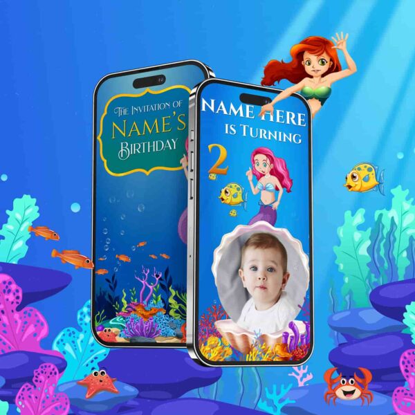 Little Mermaid Birthday Invitation Card