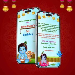 Little krishna birthday invitation card online