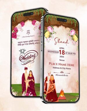 Caricature wedding invitation card online