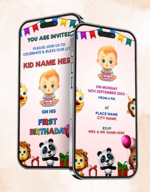 baby boy first birthday invitation card