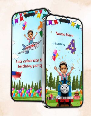 train theme birthday invitation for kids