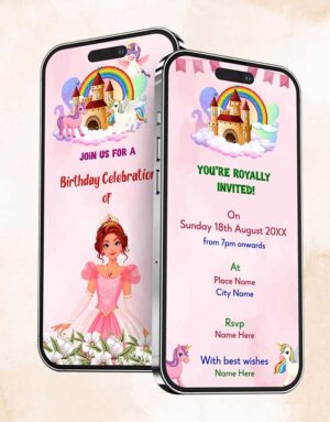 unicorn theme birthday invitation card