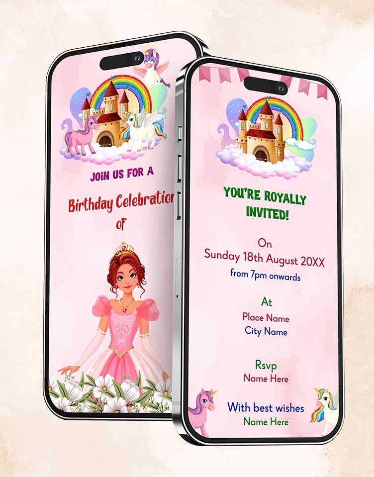 unicorn theme birthday invitation card