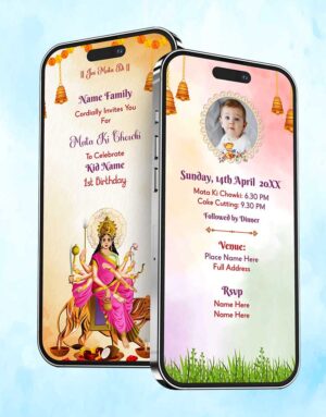 Mata Ki Chowki Digital Invitation Card for Baby Birthday