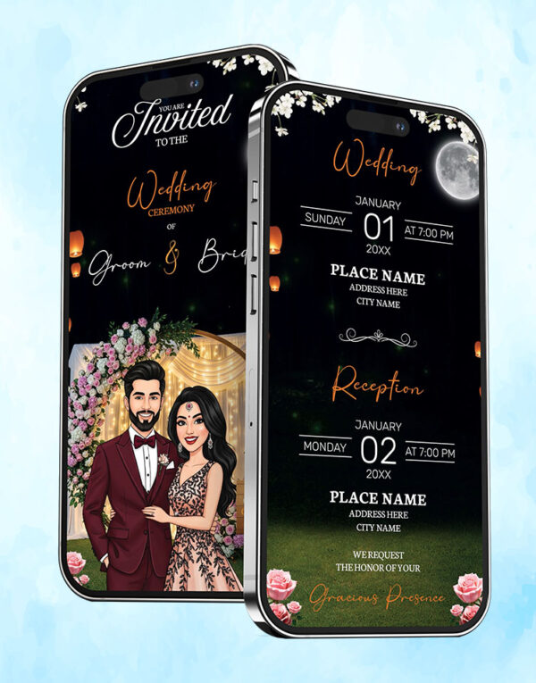 Dark Theme Digital Wedding Card