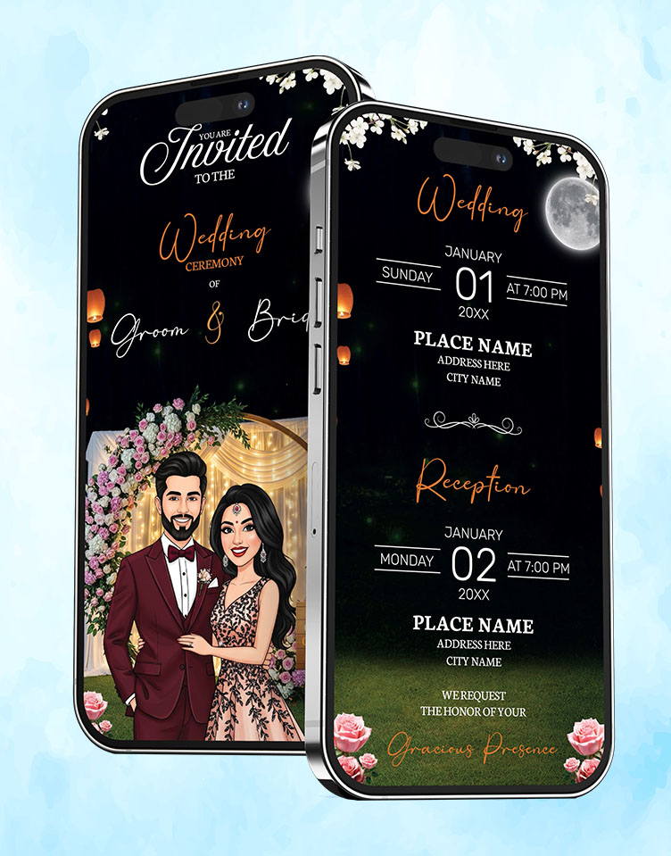 Dark Theme Digital Wedding Card