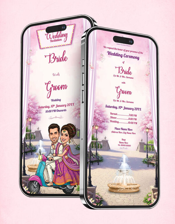 Modern Indian Caricature Wedding Invitation