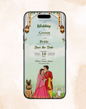 Cartoon Couple Wedding Invitation Card
