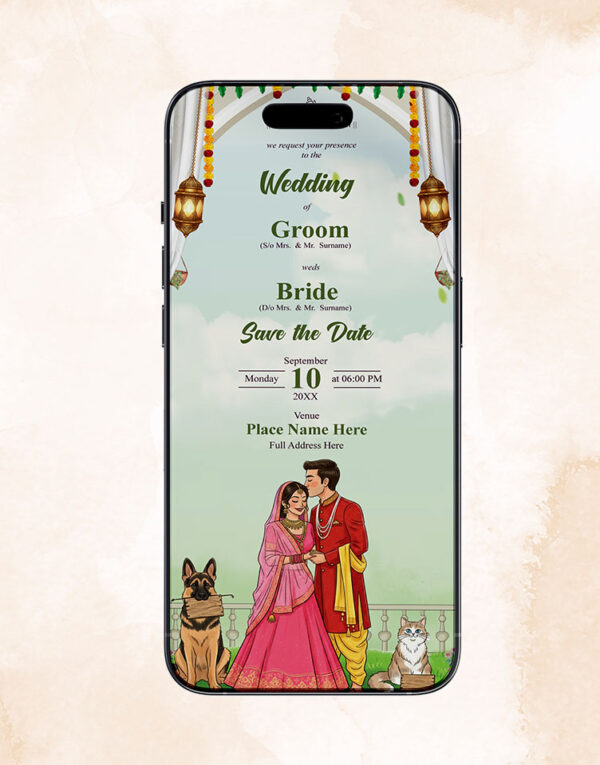 Cartoon Couple Wedding Invitation Card