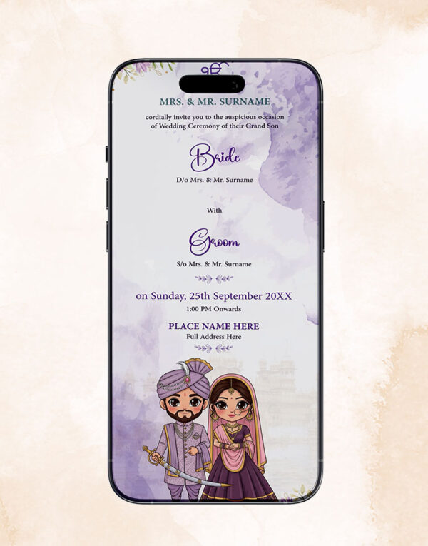 Sikh Marriage E-Card Whatsapp Invitation