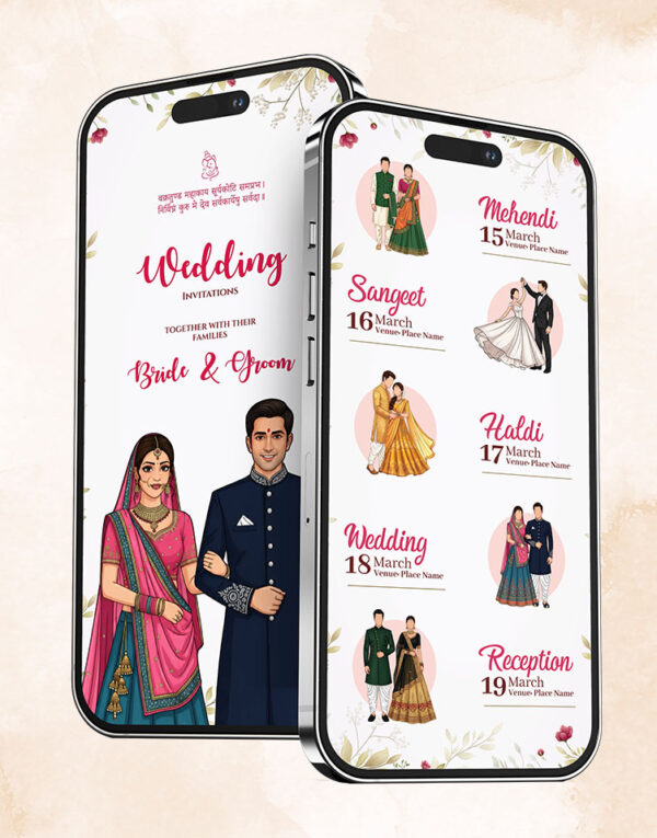 Couple Caricature Wedding Invitation