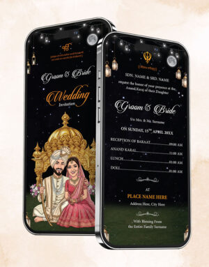 Dark Theme Punjabi Wedding Invitation Card