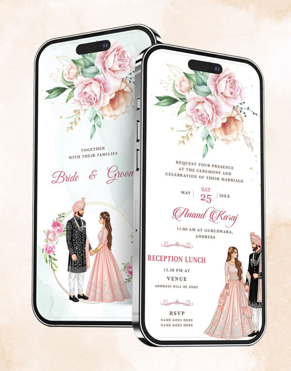 Punjabi Caricature Wedding Invitation