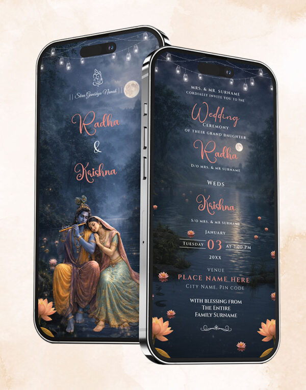 Radha Krishna Wedding Invitation Card