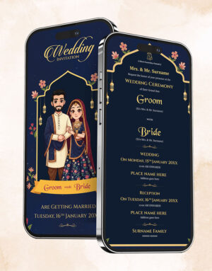 Royal Blue Digital Wedding Invitation Card