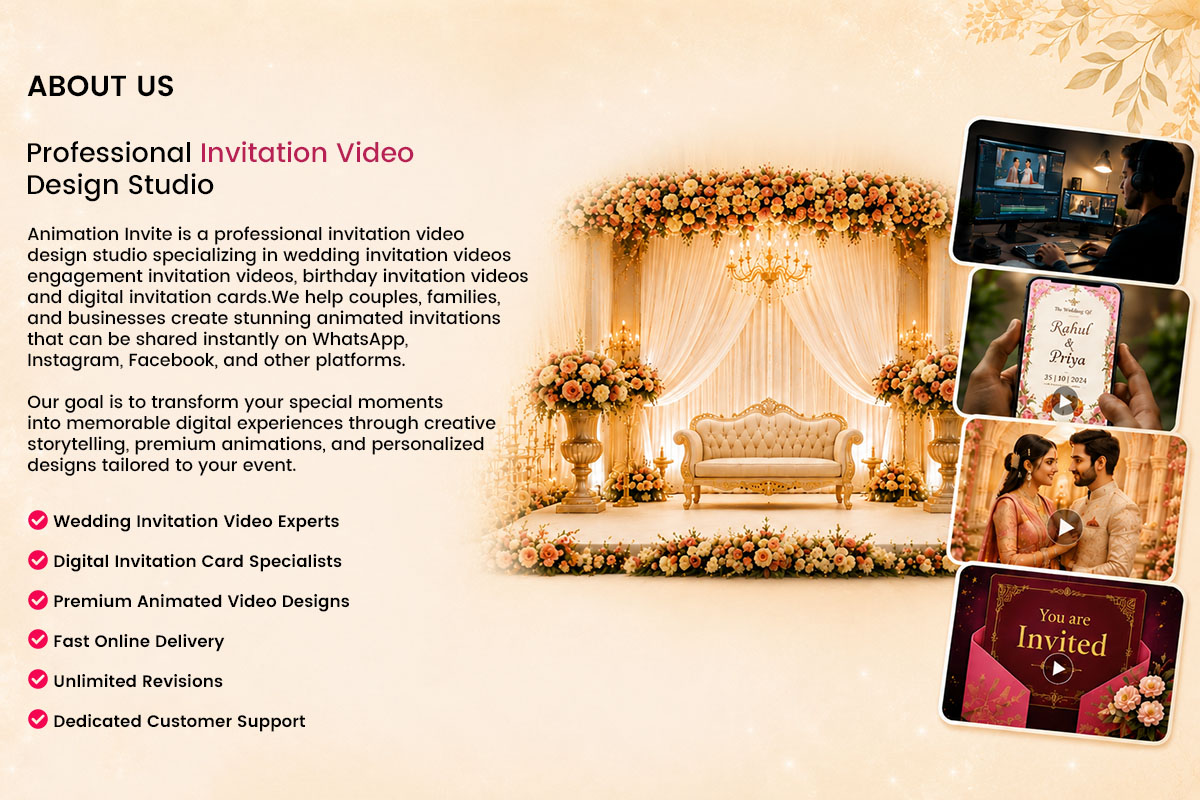Professional wedding invitation video studio creating animated digital invitation videos